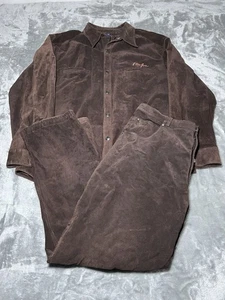 Phat Farms Jacket Men Size 5XL Suede Jacket And Pants 2 Piece Y2K Vintage - Picture 1 of 14