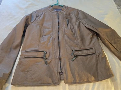 Womens Sz M APT. 9 Faux Leather Jacket  Brown Nwots - Image 1 of 4