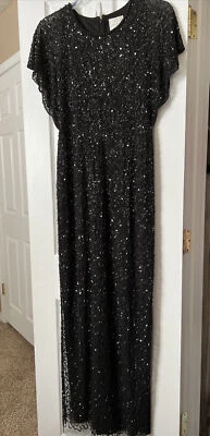 Adrianna Papell Women’s Formal Beaded Dress, Black, Worn Once, Unaltered, Size 6 - Image 1 of 4