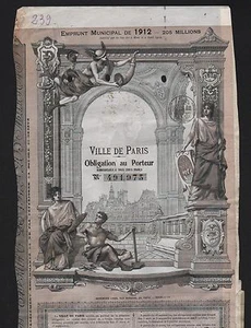 TOP DECO => Emprunt de la VILLE de PARIS 1912 (C) - Picture 1 of 1