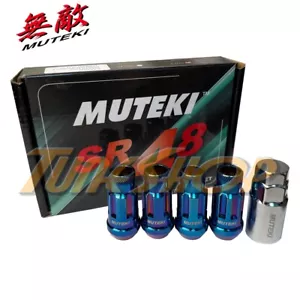 MUTEKI SR48 4 WHEELS LOCK LUG NUTS SET 12X1.5 1.5 ACORN RIMS OPEN END NEO-BLUE H - Picture 1 of 2