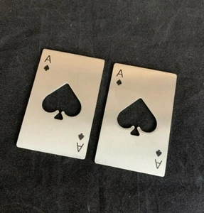 Coppia Asso di Picche Acciaio Inox Apribottiglie Carte Poker Sposo Festa Regalo - Foto 1 di 3