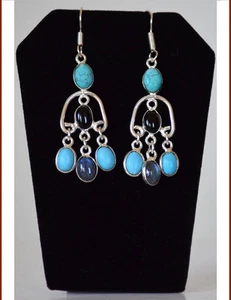 Pendiente gancho araña multipiedra de metal plateado joyería de moda de la India - Imagen 1 de 4