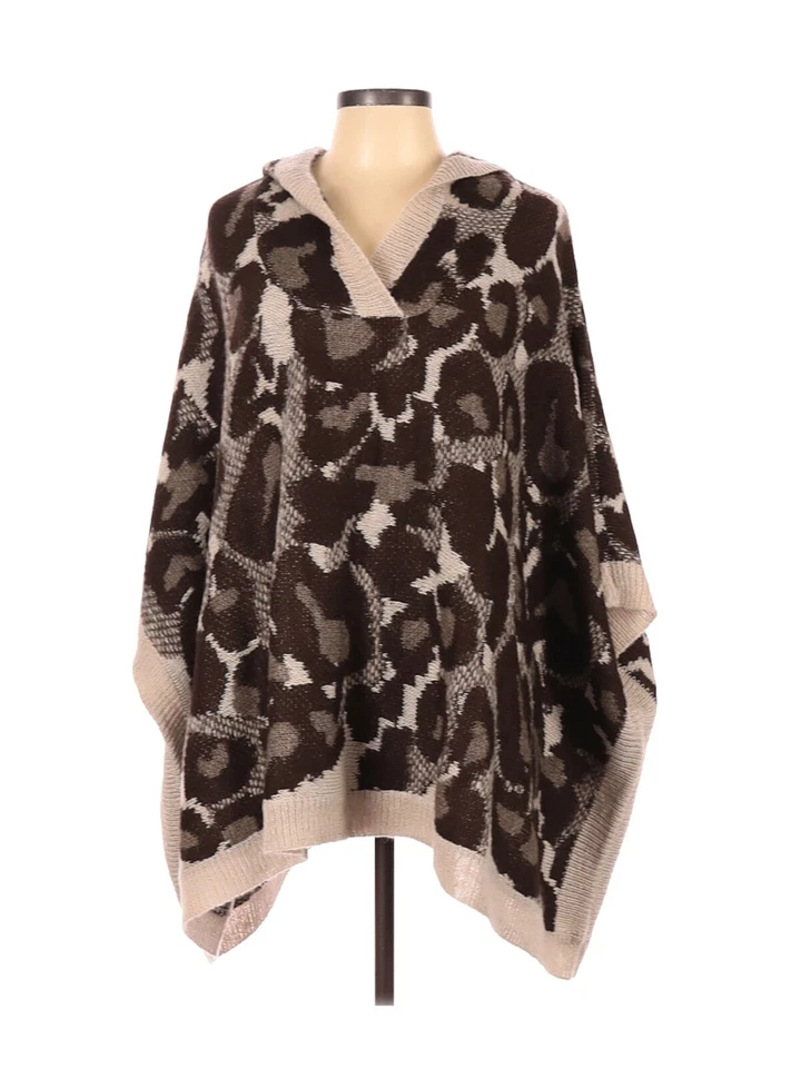 Vertigo womens Poncho Style Oversized Knitted hoodie sweater brown tan size S/M - Image 1 of 2