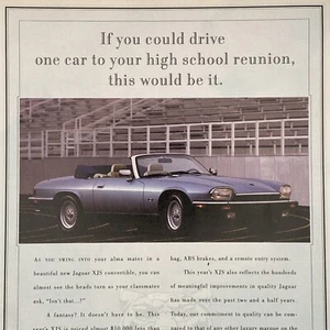 1993 Jaguar XJ-S XJS Convertible PRINT AD High School Reunion One Car Art - Picture 1 of 3