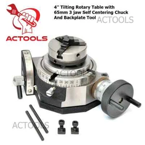 4'' Tilting Rotary Table with 65mm 3 jaw Self Centering Chuck And Backplate USA - Picture 1 of 17