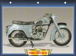 CARTE FICHE MOTO .  TRIUMPH TWENTY ONE 3TA . 1958 .  NEUVE - Picture 1 of 1