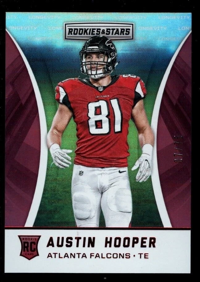 AUSTIN HOOPER FALCONS 7/75 RC LONGEVITY RED REFRACTOR SP 2016 ROOKIE & STARS 208 - Image 1 of 1