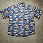 Clearwater Outfitters Shirt Mens 2XL XXL Blue Short Sleeve Button Up Car Print