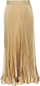 Women's Chic Elastic Waist Metallic Pleated Accordion Flowy Swing Maxi Skirt - Picture 1 of 51