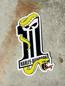 Vintage Snake Harley Davidson Dealer Logo #1 Shop Decal Road Glide Dyna Panhead - Picture 1 of 1