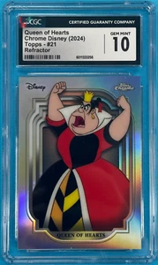 2024 Topps Chrome Disney Queen of Hearts Refractor #21 CGC 10 Gem Mint - Picture 1 of 5