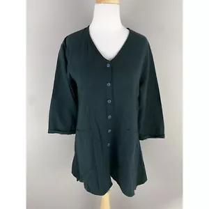 Habitat Black Linen 3/4 Seeve Tunic Top Front and Back Button Small - Picture 1 of 4