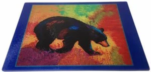 Tabla de cortar rectangular arte oso acuarela queso fruta vidrio templado 8" x 11" - Imagen 1 de 3
