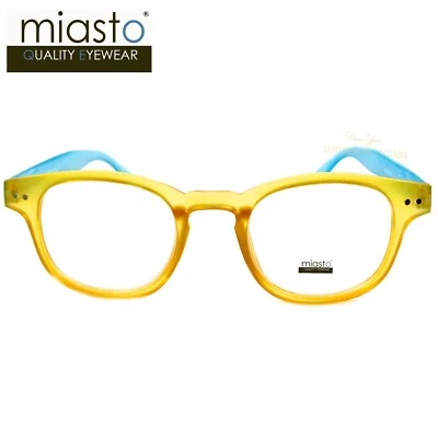 MIASTO "CIAO" PREPPY REDONDO/CUADRADO OJO DE CERRADURA GAFAS DE LECTURA + 2,25 AMARILLO HIELO AZUL Foto 1 de 3