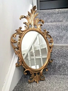 VINTAGE HEAVILY GILDED ORNATE GOLD ITALIAN GILTMETAL MIRROR REGENCY ROCOCO STYLE - Picture 1 of 12