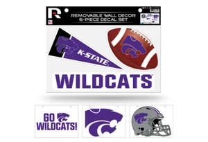 JUEGO DE 6 CALCOMANÍAS PREMIUM DECORACIÓN DE PARED EXTRAÍBLE KANSAS STATE WILDCATS - Imagen 1 de 1