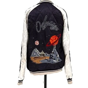 ASOS Giacca Raso Varsity Donna S Odissea Ricamata Pianeti Montagne Bomber - Foto 1 di 9