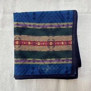 Handkerchief Vintage Fabric Woven Geometric Horizontal Striped Pocket Square 18" - Picture 1 of 4
