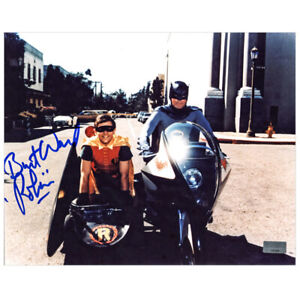 Burt Ward Autographed Batcycle 8x10 Scene Photo CA COA