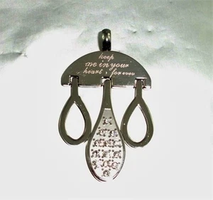 Stainless Steel Pendant Keep Me in Your Heart for Ever with 3 Moving Elements - Picture 1 of 3