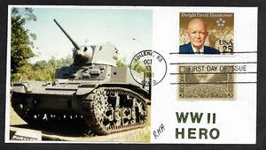 #2513 25c Dwight D.Eisenhower  WWII Hero - RKA Photo Cachet FDC + #934 - Picture 1 of 2