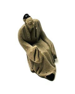 Dollhouse Miniature Asian Mudman Figurine Clay Natural 1 3/4" Tall Vintage - Picture 1 of 9