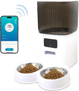 Automatic Pet Feeder, 5L Double Bowl Pet Food Dispenser, 2.4G Wifi Smart Timed P - Picture 1 of 7