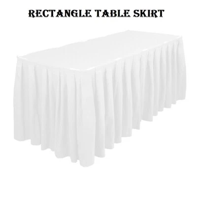 Rectangle White Table Skirt Cover for Weddings Baby Showers Party Decorations - Image 1 of 4