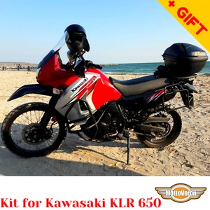 For Kawasaki KLR650 Crash bars Side carriers KLR 650 Pannier rack Engine Guard - Imagen 1 de 12