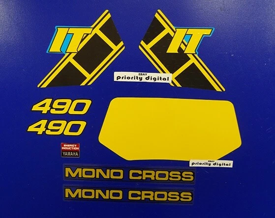 1983 Yamaha IT490 8pc graphics 83' decals stickers kit MX IT 490 enduro - Изображение 1 из 4