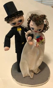 VINTAGE WEDDING CAKE TOPPER MADE IN JAPAN FABRIC - Picture 1 of 9