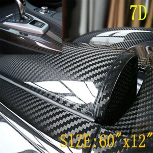 Película de vinilo de fibra de carbono brillante 7D pegatinas de envoltura interior de automóvil accesorios automáticos - Imagen 1 de 12
