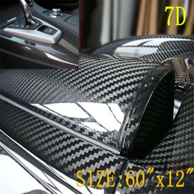 7D Glossy Carbon Fiber Vinyl Film Car Interior Wrap Stickers Auto Accessories - Image 1 of 4