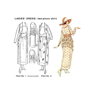 Past Patterns 8159 - Late 1910s Dress w/Two-Piece Skirt Sewing Pattern bust 36 - Picture 1 of 3