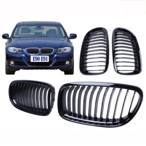 For BMW E90 E91 Saloon Gloss Black Front Kidney Bumper Grill Grilles 09-2011 4D - Picture 1 of 7