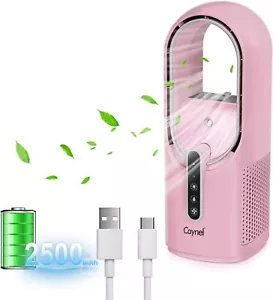 Portable Bladeless Desktop Personal Fan Pink 11.8 inch For Home, Office, Bedroom - Picture 1 of 8