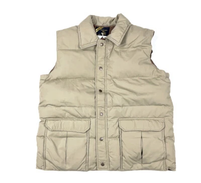 VTG Sears 80s Beige Puffer Snap Zip Vest Down Insulated Skate Ski Retro XL - Image 1 of 4