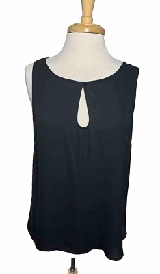 Nicole Miller 女式半透明黑色无袖背心 L 性感细节 — 第 1/4 张图片