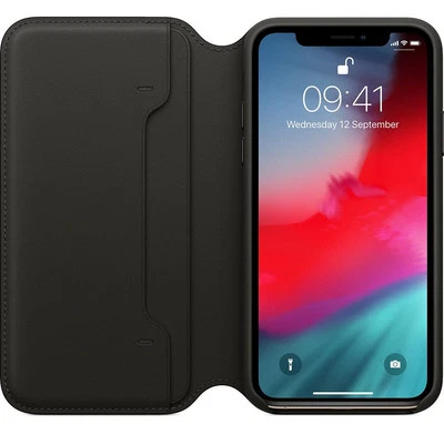Custodia Folio In Pelle Originale Apple IPhone XS - Nera - Nuova - Immagine 1 di 4