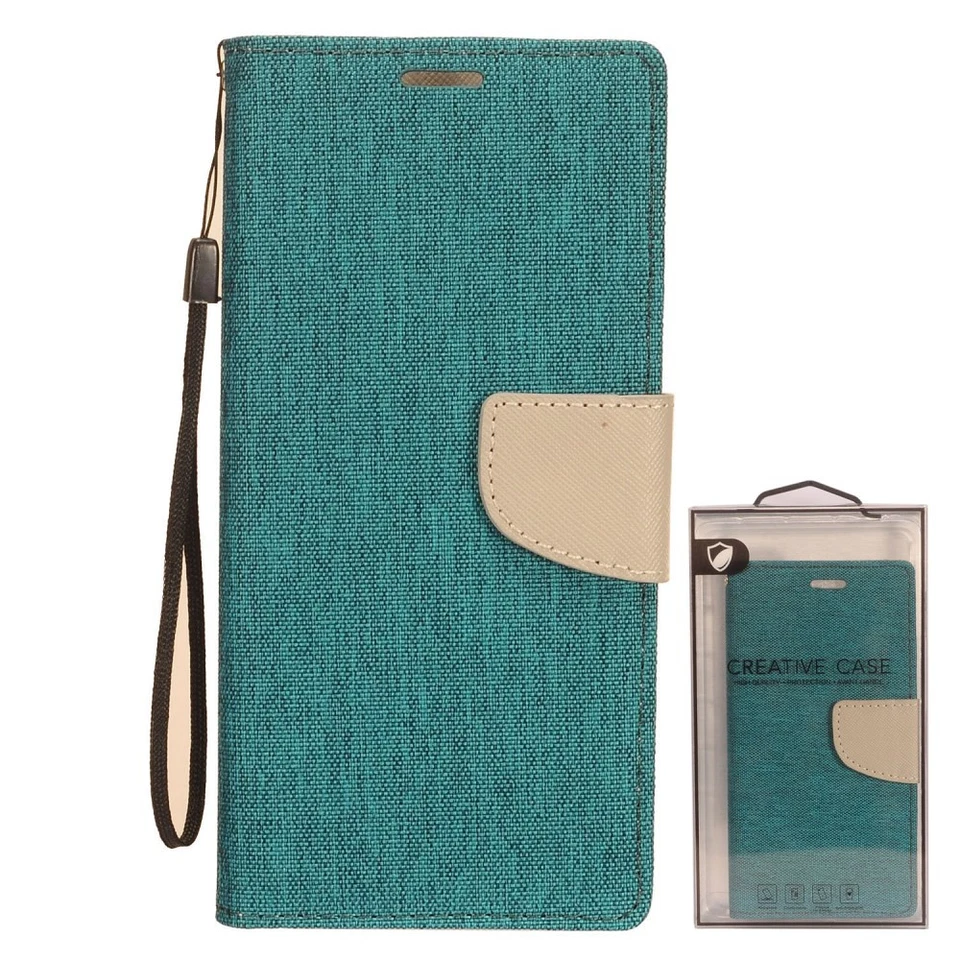 GSA Denim Flip Wallet Case for Samsung Galaxy A20/A50 - Teal/Tan - Image 1 of 1