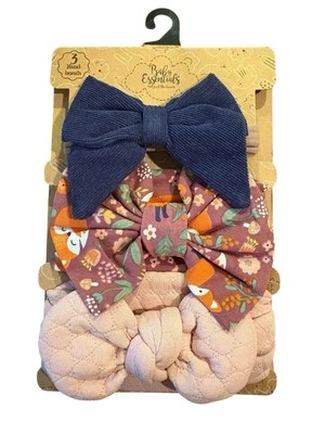 Baby Essentials 3 Pack Headbands 0-24 Months Infant Stretch Knotted Pink Gray  - Image 1 of 2