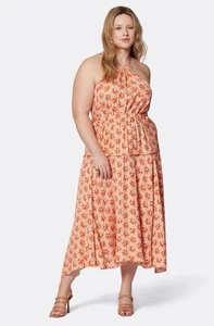 NWT Joie Sloane Floral Halter Midi Dress Tan Red Lightweight Size 12 - Picture 1 of 11