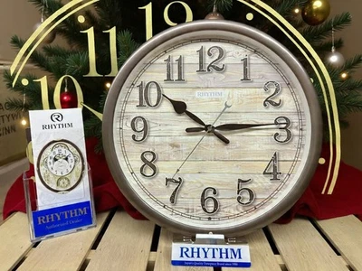 Rhythm Musical Wall Clock 12 Melody “TIMBER” CMH767UR06 Weathered Deck Pine Wood - Image 1 of 4