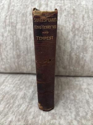 1895 Shakespeare King Henry VIII And Tempest Leather Book Antique - Imagem 1 de 4