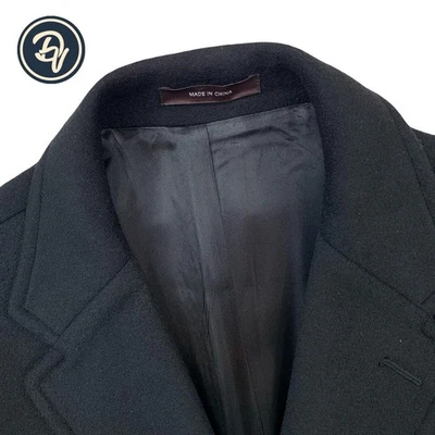 MInt! 44 L Hart Schaffner Marx Solid Black Wool & Cashmere  Over Coat - Image 1 of 4