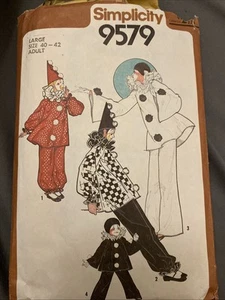 Simplicity 9579 Vintage Mime Clown Costume Pattern Adult Large Cut Out W Direct - Picture 1 of 2