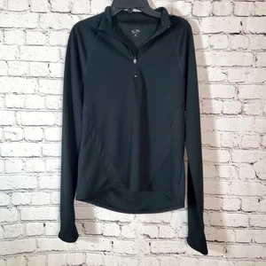 Champion 1/4 Zip Black Pullover Vented Side Pocket Thumb Holes Jacket Size M - Bild 1 von 15