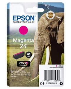 Epson 24 Magenta Elephant Genuine, Claria Photo HD Ink Cartridge - Photo 1/4