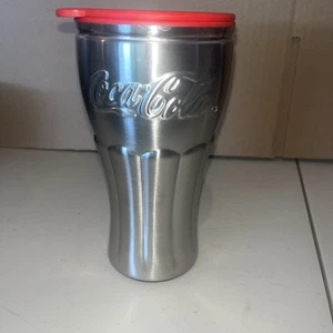 Coca Cola Thermo Metall Heiß Kalt Getränk Reise Tasse Becher Deckel 7” H x 3,75” B - Bild 1 von 11